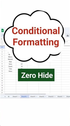 Google Sheets Conditional Formatting | Zero Hide Trick 😲 | #Shorts