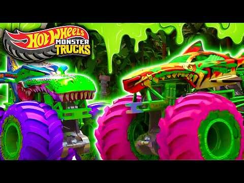 🧪 Mutant Slime Invades Camp Crush! | Hot Wheels Monster Trucks