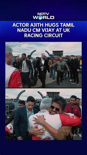 Actor Ajith Hugs Tamil Nadu CM Vijay At UK Racing Circuit