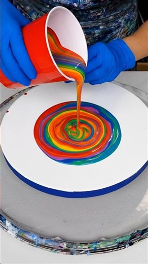 A Color Explosion With Fluid Paint🤯🍭 #fluidart