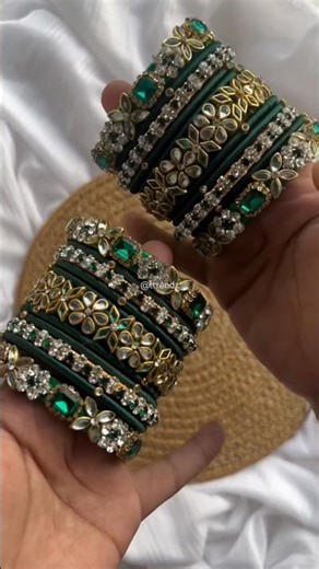 Emerald Green Silk Thread Bangles 💚 Bridal Set ✨Only ₹250