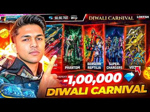 Spending 50,000 Diamonds 💎 Diwali Carnival Event Got 50 Rare Bundles Garena Free Fire