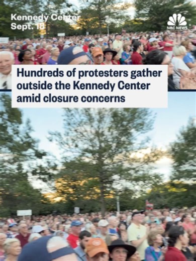 Hundreds of protesters gather outside the Kennedy Center to protest its closure and called for President Donald Trump to be removed as the chair of the center's board. NBC News' Gary Grumbach reports.