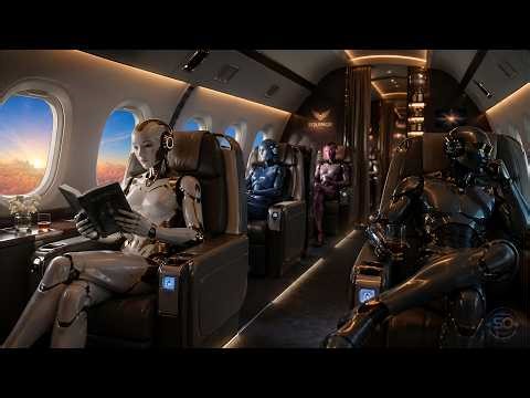 Futuristic Robot First Class Flight ✈️🤖 | Deep Brown Noise for Sleep, Focus & Relaxation 4K Ambience