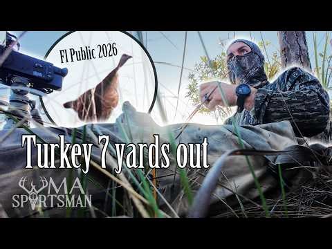 2026 Florida PUBLIC Turkey Hunting - Bringing the Family to Turkey camp - Osceola Hen within 7 yards