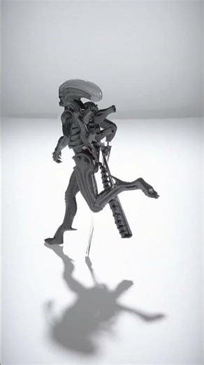 Alien Warrior with Sleek Exoskeleton and Tail