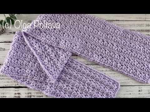 Crochet Flower Stitch Scarf, Two Row Repeat Pattern