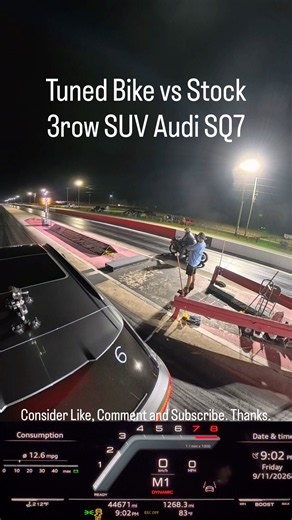 Tuned #Bike vs Stock 3row SUV #Audi #SQ7 drag #racing #motorcycle