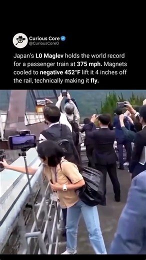 🚄 Japan’s L0 Maglev is set to become the fastest passenger train on Earth.- It uses no wheels- It hit a mind-blowing 375 mph (603 km/h) world record.- It operates by hovering 4 inches (10 cm) above the tracks using magnetic repulsion- It uses superconducting magnets cooled to -452°F (-269°C) to lift, guide, and propel the train, completely eliminating friction.This thing doesn’t ride on rails, it levitates and glides like sci-fi magic.When it eventually enters service (estimated for 2034-2035),