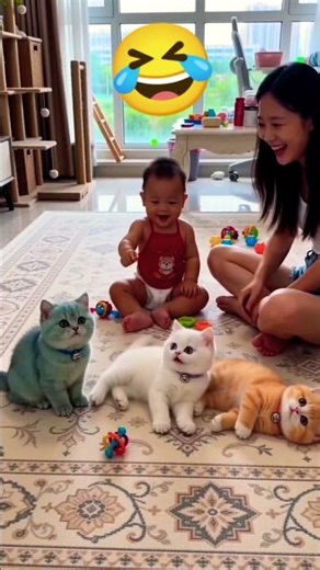 Cat Fight vs. Baby Laugh | 😂👶 #shorts #funny #baby #cat