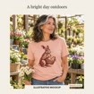 Spring Hare and Basket T-Shirt, Easter Bunny Art Tee