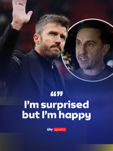 “I’m surprised, but I’m happy!” 🗣️ Gary Neville reacts to Carrick staying at Man Utd.