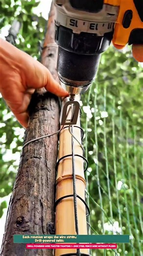 Drill Powered Wire Twister Tightens 1–2mm Steel Fence Wire Without Pliers