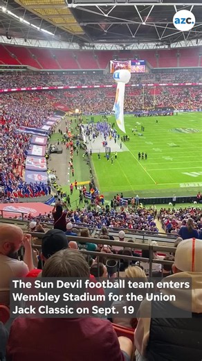 Watch the Arizona State Sun Devils enter Wembley Stadium for their matchup against Kansas in the inaugural Union Jack Classic in London on Sept. 19. ⠀ 🎥: Filmed by @richardruelas