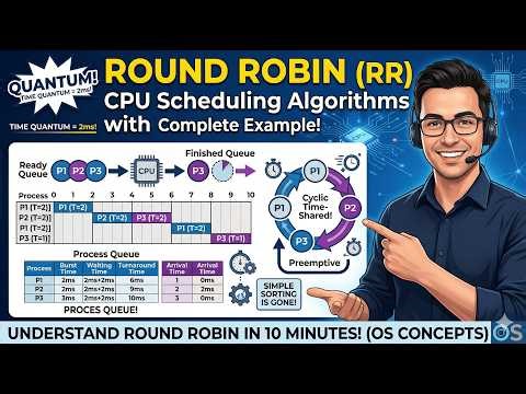 Round Robin (RR) CPU Scheduling Algorithm Explained | Time Quantum, Gantt Chart & Example