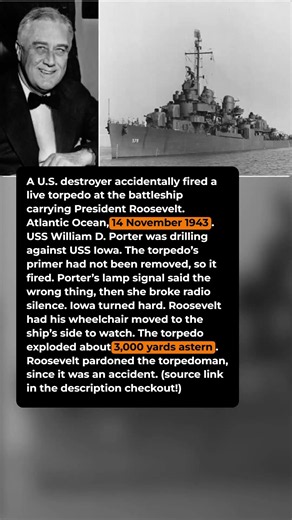 The President Watched a Friendly Torpedo Race Toward Him #short #history #ww2