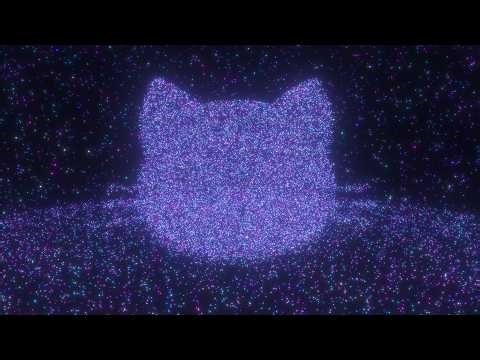 Shining Star Sparkle Particles Glowing Neon Forming Cat Face Shape 4K Moving Wallpaper Background