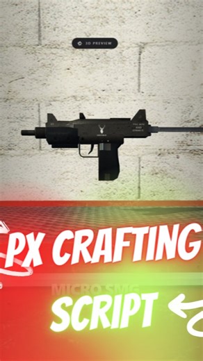 Pixel Soft on Instagram: "Fivem Crafting Script 🛠️ [ESX & QBCore & QBOX] #fivem #script #FiveM #FiveMScript #FiveMCrafting #FiveM3DPreview #QBCore #ESX #QBX #Roleplay #PXCrafting #FiveMOptimization #craft #pixelsoft #craftingscript #craft #crafting"