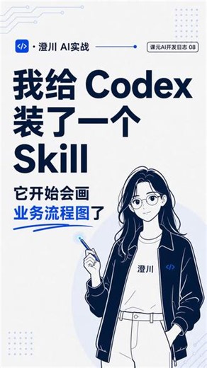 #真实生活分享计划 我发现 Codex 真正好用的地方，不只是写代码。这次我给它装了一个 Archify Skill，输入一句业务流程需求，它就能生成一张可打开的流程图。不是临时写一段提示词，而是把“怎么画图、怎么校验、怎么输出 HTML 和 JSON”变成了 Codex 可以反复调用的能力。这才是 AI 做真实项目里很关键的一步：不是每次重新教它，而是把能力装进去。下一步，我会把这个