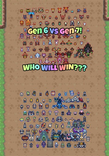 Gen 6 vs Gen 7 Pokémon Battle Royale! Kalos or Alola, which generation is the strongest? All 72 Gen 6 Pokémon (X and Y) against all 88 Gen 7 Pokémon (Sun and Moon): Xerneas, Yveltal, Zygarde, Greninja and Aegislash face Solgaleo, Lunala, Necrozma, the Tapus, the Ultra Beasts and Mimikyu. 160 Pokémon, only one generation wins. Team Gen 6 or team Gen 7? Comment your side. Gen 6 (Kalos): Chespin, Quilladin, Chesnaught, Fennekin, Braixen, Delphox, Froakie, Frogadier, Greninja, Bunnelby, Diggersby, F