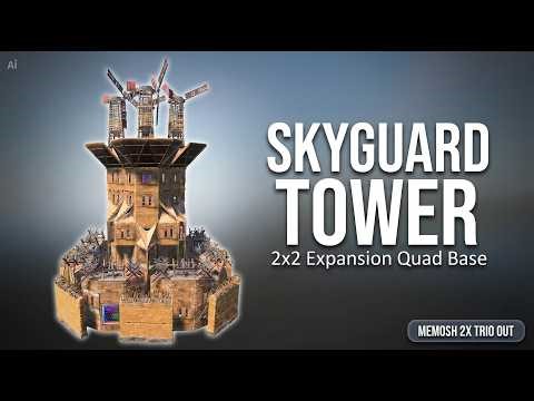 SKYGUARD TOWER | Quad Rust Base Design | Full Build (2x2 Expansion) #rust #rustbase #rustbasedesign