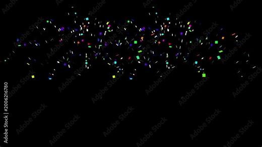 Golden metallic sparkles with falling confetti on black screen background featuring realistic 3d rendering and shiny glitter particles for luxury wedding anniversary and festive holiday video. 4k