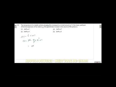 The temperature of a metallic sphere of radius R is increased by a small amount ΔT. If the linear