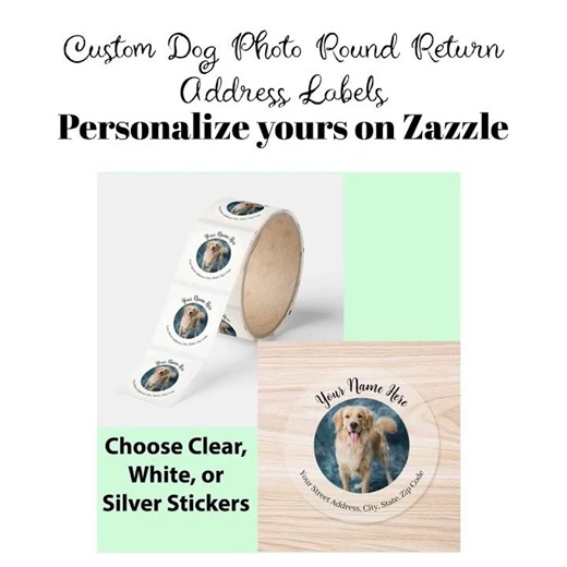 Customizable dog photo return address labels @zazzlemade