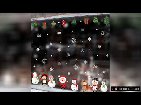 Christmas Window Clings Snowflake Snowman Decals Static Cling Reusable for Glass Windows Home Holida