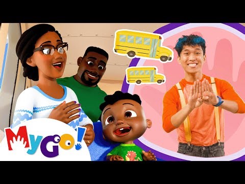 Wheels on the Bus (feat. CoComelon) 🚌 | MyGo! | Learn ASL & Baby Sign Language for Kids