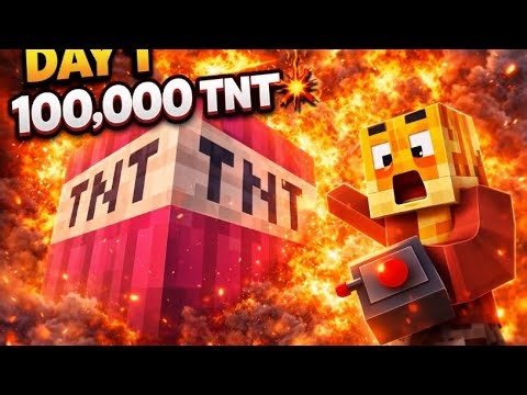 Minecraft day 1blasting 100000 tnt