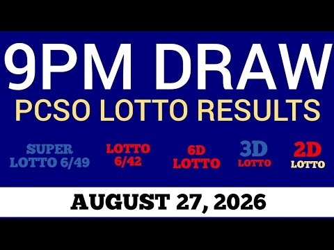 Lotto Result Today 9pm Draw August 27, 2026 Swertres Ez2 PCSO Live Result