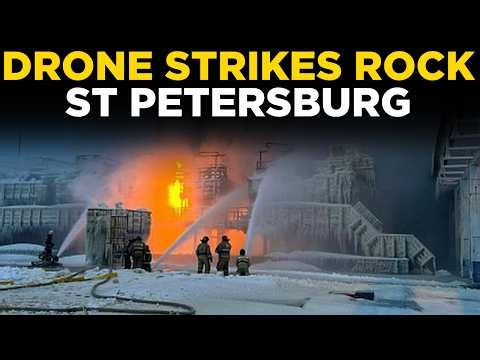 ST PETERSBURG ATTACK LIVE | Massive Fire At Oil Terminal After Huge Drone Strike | TIMES NOW WORLD