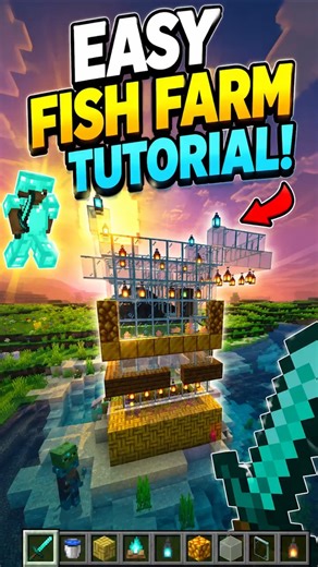 Minecraft Automatic Fish Farm in 1 Minute ⏳#minecraft #minecraftshorts #minecraftmemes