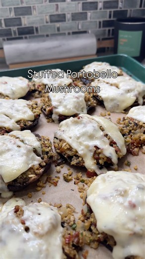 These cheesy stuffed portobello mushrooms are perfect for holiday dinners