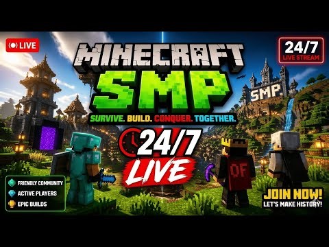 Minecraft SMP LIVE || PUBLIC SMP 24/7 JAVA + BEDROCK😱 || FREE TO JOIN #live #smp #minecraft