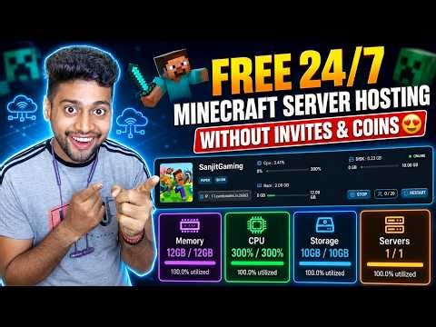 Best FREE 24/7 Minecraft Server Hosting 🔥 12GB RAM FREE! No Coins No Invite 😱