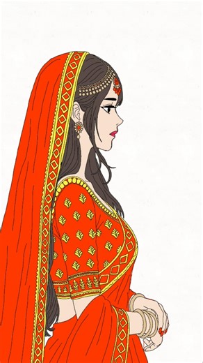How to Draw an Indian Bride 👰 Easy Step-by-Step #Shorts Indian Bridal Drawing Tutorial 💍✨