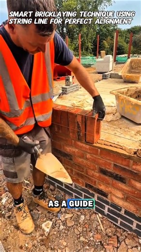 Smart Bricklaying Technique Using String Line for Perfect Alignment.