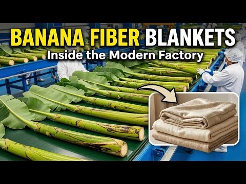 Banana Fiber Blankets Are Made Inside the Modern Factory | Banana Stem Factory You’ve Never Seen