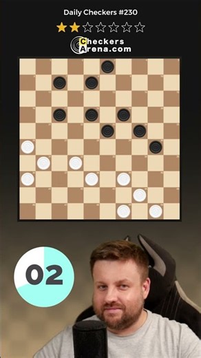 Can you win in two moves? ⚪⚫ ⭐2/7 | Daily Checkers #230