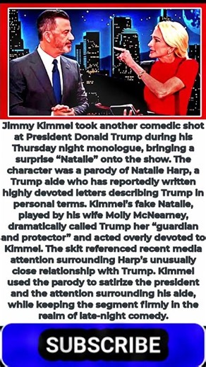 Jimmy Kimmel’s Own Ferociously Devoted ‘Natalie’ Crashes Show In New Dig At Trump