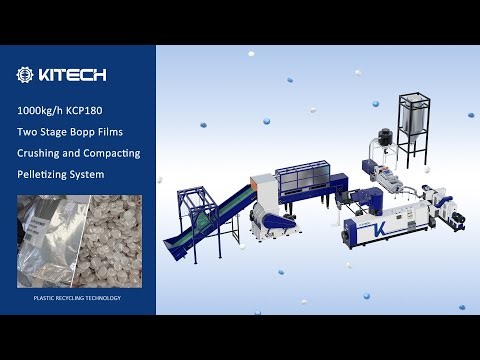 1000KG/H KCP180 Crushing and Pelletizing System for BOPP Film Recycling | Kitech Machinery