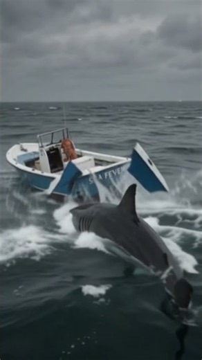 Giant Great White Shark Attacks a Fishing Boat | Boat Destroyed in Seconds
