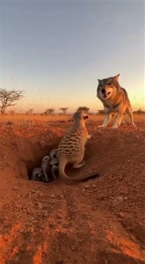 Meerkat Refuses to Let Predator Take Her Babies #motherlove #wildlife #animals