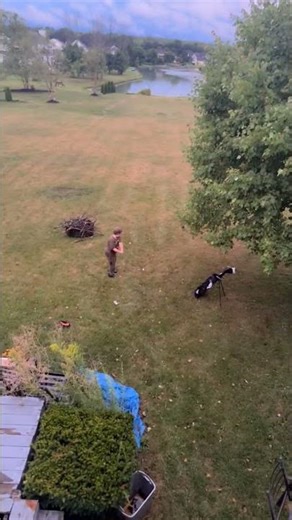 Golfer Swings, Misses Ball, Spins and Falls During Practice