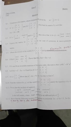Class 12 Matrix Most Important Qus | Board 2026! #shorts #matrix #class12 #mathsrevision #board #yt