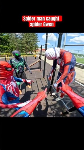 Spider man caught spider Gwen and put some tape #spiderman #spidergwen #prank #tape e