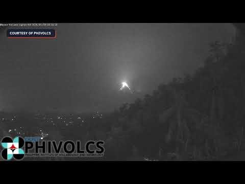 Mayon Volcano glows amid pyroclastic flows