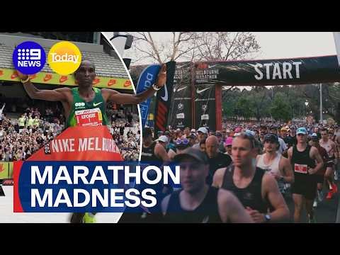 Kipchoge takes Melbourne Marathon win with race record | 9 News Australia